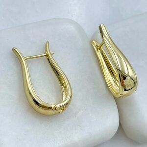 14k Gold Plated Teardrop Hoop Earrings Statement Waterproof Jewelry